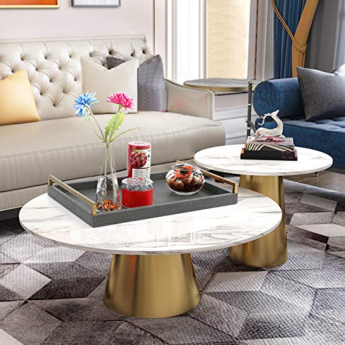 WV Decorative Tray Dark Grey Faux Shagreen Leather with Brushed Gold Stainless Steel Handle ,Serving Tray for Coffee Table, Ottoman in Living Roo