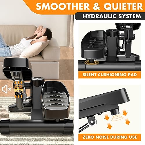 Mini Mute The Sound Stair Stepper,300LBS Loading Capacity, with LCD Monitor Floor mat Resistance Rope Hydraulic Fitness Stepper for Home Desk or