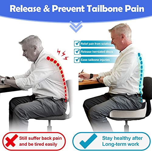 POOTACK Seat Cushion for Coccyx, Memory Foam Seat Cushion Ergonomic, Reduce Sciatica Hemorrhoid Tailbone Back Pain Chair Cushions, Support Seat P