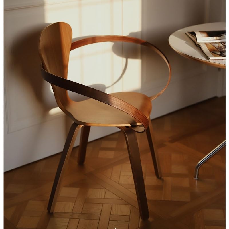 maozi Solid Wood Accent Dining Chair Armchair Ribbon Shaped Design Art Chair Backrest Home Furniture