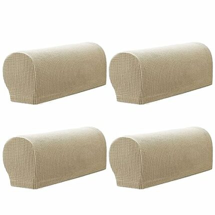 GEOCANG Armchair cover, non-slip armchair, sofa armrest protector, for furniture protector,Set of 4(Beige)