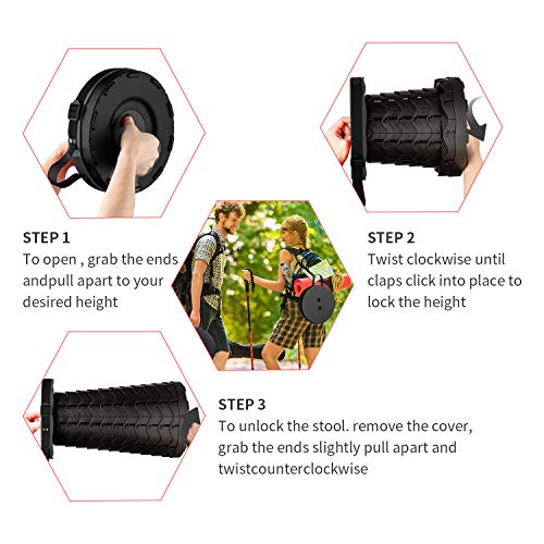 Folding Stool – Retractable Folding Stool for Indoor and Outdoor Use – Lightweight and Travel-Friendly Telescopic Stool - Ideal for Camping, Fish