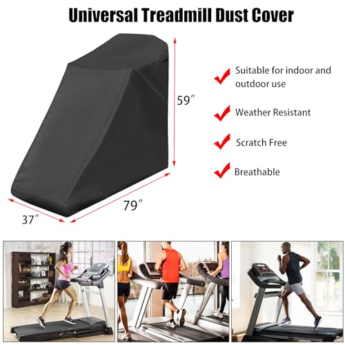 OwnMy Waterproof Treadmill Cover Outdoor Treadmill Dust Cover - Dustproof Running Machine Cover with Drawstring Zipper, Black Large Treadmill Pro