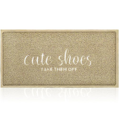 Outdoor Welcome Mat for Funny Outside Home Entry Mats Cute Shoes Take Them Off Entryway Large 18 x 47 inch for Bedroom Shoe Scraper Non Slip PVC
