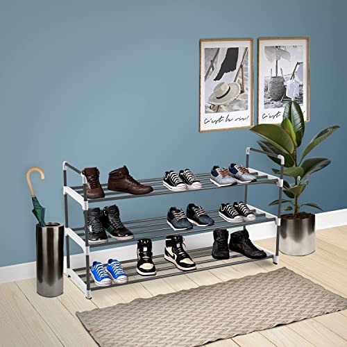 LILIKY 90cm Simple Assembly Household Affordable Free Assembly Storage Small Shoe Rack (Color : Schwarz, Size : 3 Tiers)