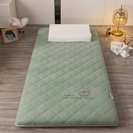 Dormitory Mattress Soft Plush, Japanese Floor Mattress Portable Futon Mattress Tatami Foldable Bed Mattress Topper Soybean Protein Fiber Sleeping