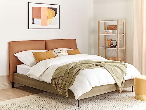 Modern EU Super King Size 6ft Bed Faux Leather Headboard Golden Brown Limanton