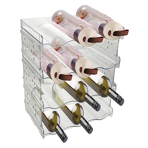 JMIATRY 4 Pack Water Bottle Storage Organiser, Stackable Water Bottle & Wine Storage Holder, Plastic Water Bottle Holder for Cupboard and Kitchen