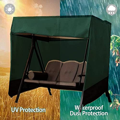 RICHIE 3 Seaters Large Garden Swing Cover Waterproof with Zips, Hammock Garden Cover Green 215x150x150cm, Outdoor Swing Cover UV Resistant Swing