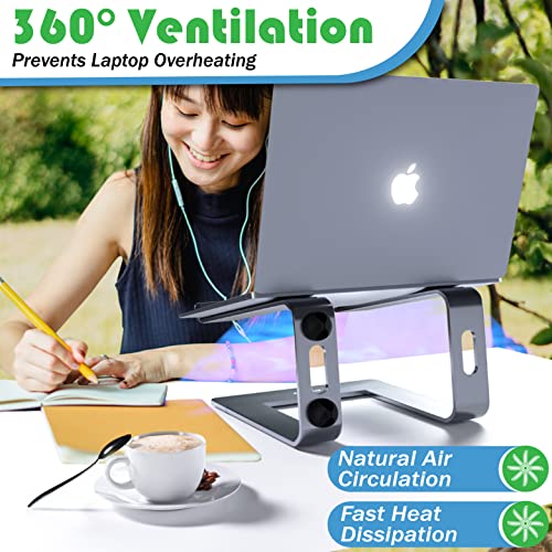 Laptop Stand for Desk, Computer Stand for Laptop, Laptop Riser - Apple Macbook Stand, Dell, HP, Macbook Pro Air - Grip Pads and Cable Management