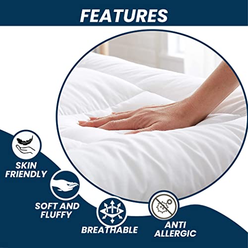 hut Microfiber Mattress Topper-Anti Allergic Mattress Topper Double Bed 4 Inches, Mattress Cover With Elasticated Corner To Easily Fits Over Matt