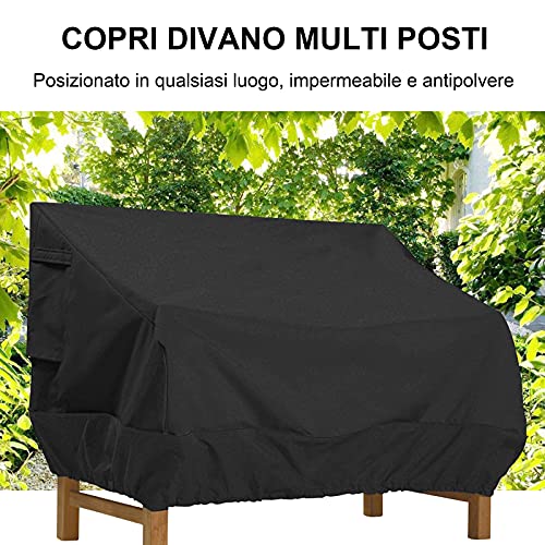 Juliyeh Outdoor Bench Cover Outdoor Sofa Cover 2/3/4 Seater Waterproof Anti-Wind Anti-Dust Anti-UV Oxford 210D Cover for Garden Furniture (Black,