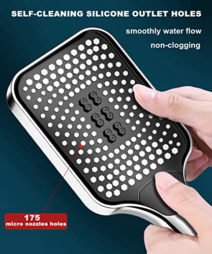 Kimhanro Hand Shower Head, Universal High Pressure Bathroom Square Shower Head, Bath Powerful 3 Spray Modes Handheld Showers for Low Water Pressu