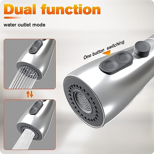 Kitchen Sink Taps Mixer with Pull Out Spray, Single Handle High Arc Commercial Stainless Steel Kitchen Faucet Suitable for UK Standard Fittings B