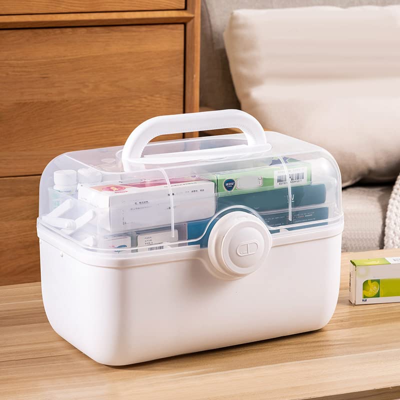 LIKEUDO Green 3 Layer First Aid Medicine Storage Box Family Medicine Organizer Emergency Medicine Organizer With Portable Small Pill Box (M)