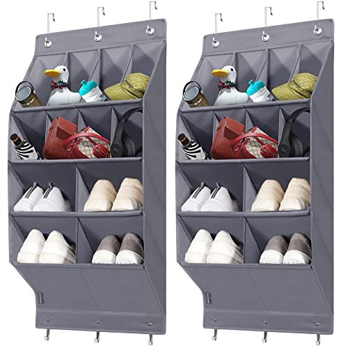 STO STO Over the Door Shoe Organizer, 2 Pack Hanging Shoe Organizer for Closet with 8 Large and 4 Extra Large Deep Pockets, Hanging Shoe Rack for
