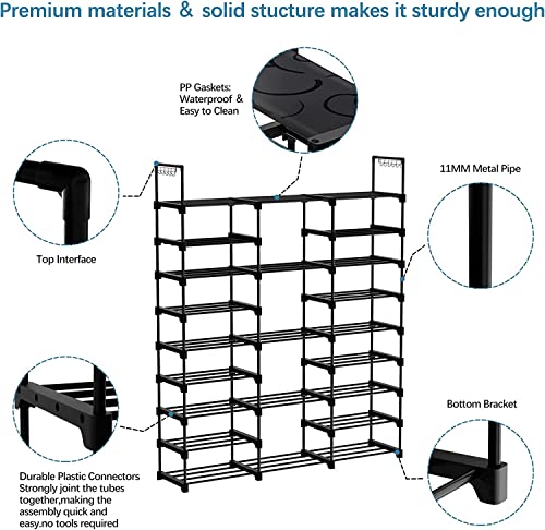 LILIKY Three-row, Nine-layer, Double-row Hook, Multifunctional, Large-capacity Metal Simple Shoe Rack