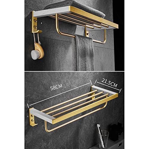 HIGOH Towel Racks,Bathroom Towel Rack Wall Mounted Towel Holder,Marble Bathroom Towel Rack,Bathroom Towel Shelf,Space Aluminum Bathroom Hardware
