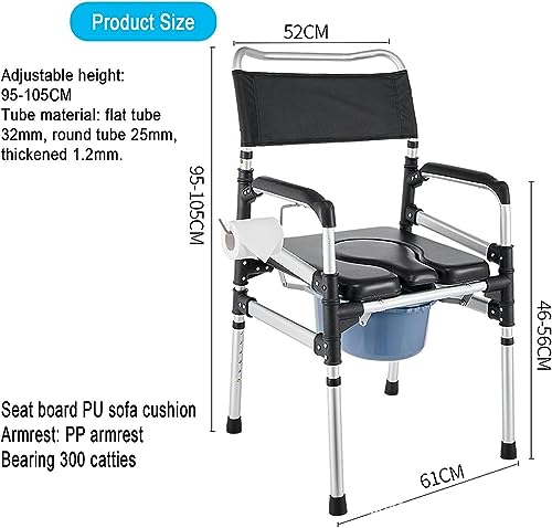 CNAOHGHN Aluminum Alloy Elderly Toilet Chair with Toilet Bucket, Height Adjustable Toilet Stool for Pregnant Women and Toilet Chair for Bathroom