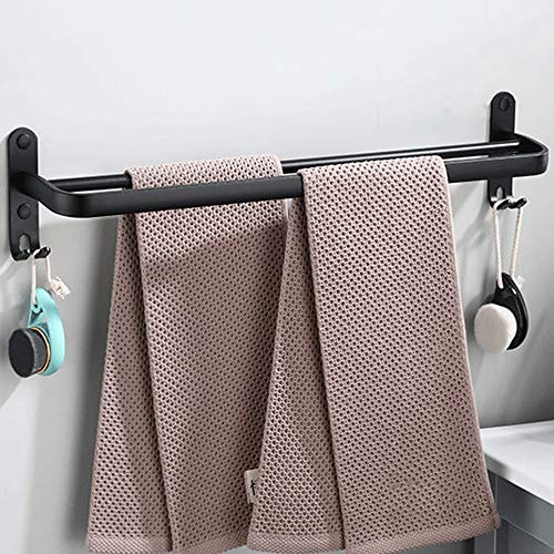 RSOCHS Towel Rack Wall-mounted Towel Rack, Bathroom Aluminum Black Towel Rail Track Matte Black Towel Rack