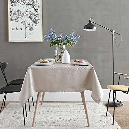 HSYLYM Waterproof Table Cloth Rectangular Polyester Washable,Plain Table Cover Suitable for Indoor and Outdoor Use,Ecru,135x240cm(53x94in)