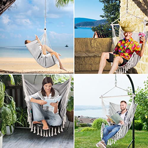 Flexzion Hammock Chair Swing, Hanging Swing Seat for Bedroom, Porch, Backyard, Garden, Indoor, Outdoor Hammock Chair with 2 Cushion Seats, 2 Insi