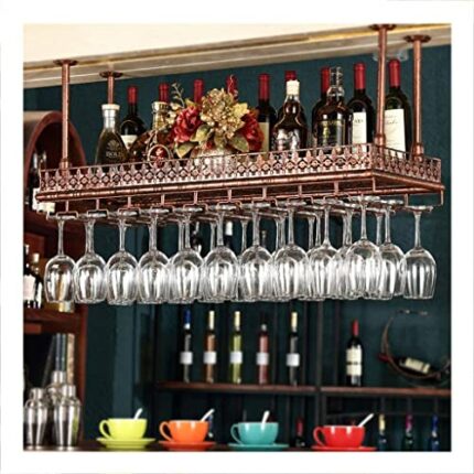 Wine racks Industrial Ceiling-Type Holder/Adjustable Wine Bottle Holder Hanging Goblet Wine Glass Racks/Vintage Home Decor Racks Cafe Metal Iron
