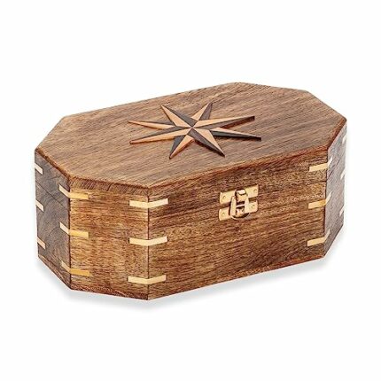 NKlaus Maritime Utensil Box Mango Wood and Brass 22.5 x 14 cm Storage Chest 14643
