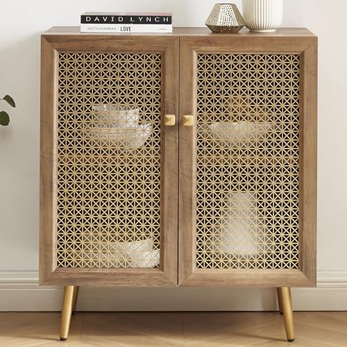 EDYO LIVING Sideboard Buffet Cabinet with Metal Grid Decorated Doors, Modern Storage Cabinet for Kitchen, Bar, Dining Room, Hallway 30.8”Wx15.8”D