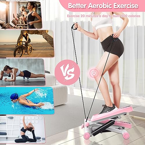 Steppers exercisePortableStair Stepper、Mini Stepper with Resistance Bands Mini Stepper with 330LBS Loading Capacityworkout Hydraulic Stepper Home