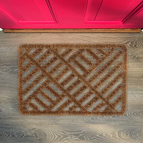 Relaxdays Wire Mesh Mat, 40 x 60 cm, Coconut & Metal, Indoor & Outdoor, Weatherproof Doormat Natural, 80% coconut 20% steel