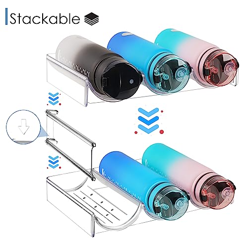 JIIKOOAI 3PCS Stackable Water Bottle Organizer, Home Plastic Storage Wine Bottles Holder Water Bottle Storage Rack stand for Cupboard Kitchen Cou