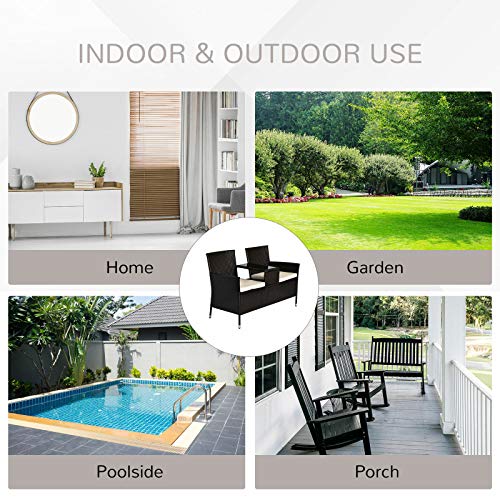 EIVD 2-Piece Patio Bistro Set, Outdoor Black Wicker Chairs, Patio Furniture Set With Glass Table