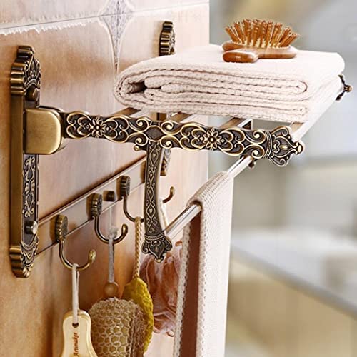 HIGOH Towel Racks,Bathroom Towel Rack Wall Mounted Towel Holder,Bathroom Accessories Antique Bronze Carved Aluminum Bath Hardware Towel Rack,Towe