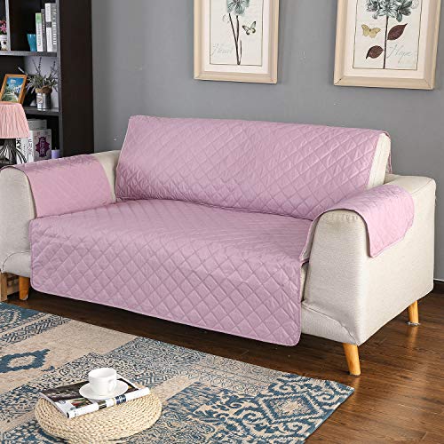PETCUTE Sofa cover waterproof sofa slipcovers Anti Slip armchair covers Quilted Couch Slipcover Sofa Protector for dog pets Pink 2 Seater