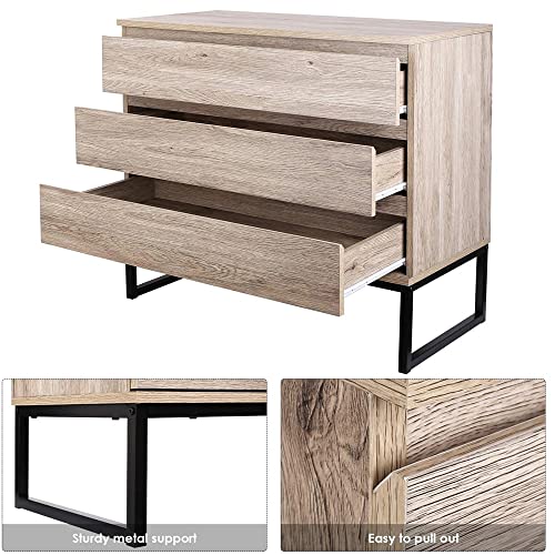N/A Chest of Drawer Nightstand Sideboard 3 Drawers Bedside Table Storage Metal Metal Leg Industrial Drawer Dresser