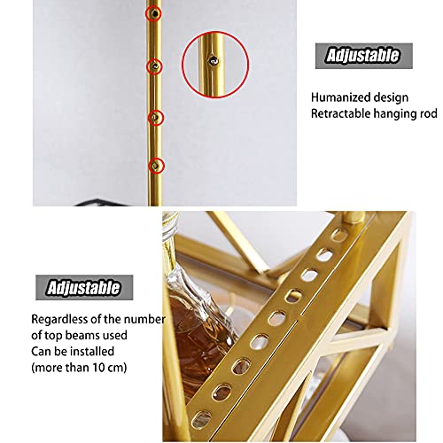 Hanging Wine Rack With Glass Rack and Shelf, Adjustable Metal Ceiling Wine Glass Rack, Kitchen, Restaurant and Bar Decoration, Length 60/80/100/1