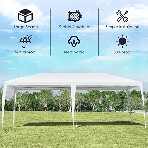 MIAOZI 10'x20' Outdoor Party Wedding Tent Heavy Duty Canopy Pavilion White Powder Coated Steel