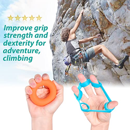 Grip Strengthener, 6 Pcs Hand Grips Strengthener Finger Strengthener, Silicone Hand Strengthener Grip Trainer Forearm Strengthener for Stress Rel