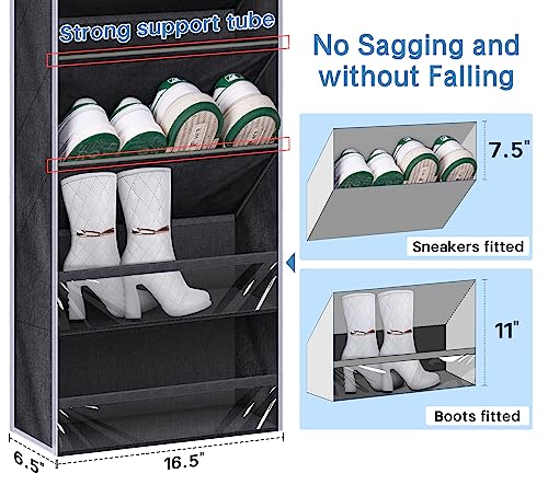 KEETDY Over the Door Shoe Organizer with 8 Deep Pockets, 6 Tilting Pockets and 2 Three-dimensional Pockets Shoe Holder for Narrow Door Shoe Stora