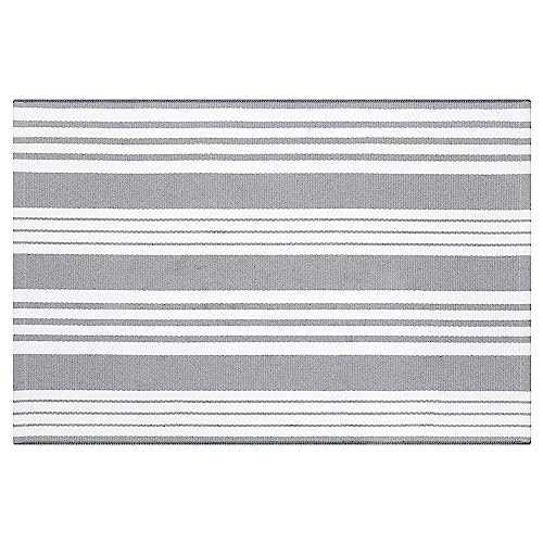 Collive Fall Door Mat Black and White Striped 24"x51",Washable Front Porch Rug,Halloween Decorations Outdoor,Farmhouse Cotton Hand-Woven Layered