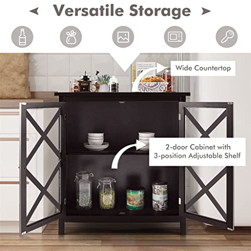DSHGDJF Kitchen Buffet Storage Cabinet With Glass Doors And Adjustable Shelves (Color : White)