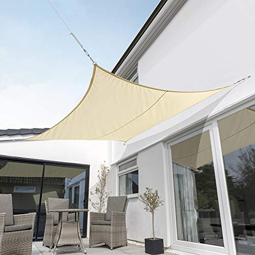 Primrose Kookaburra Waterproof Garden Sun Shade Sail Canopy in Sand 98% UV Block (3.6m Square)