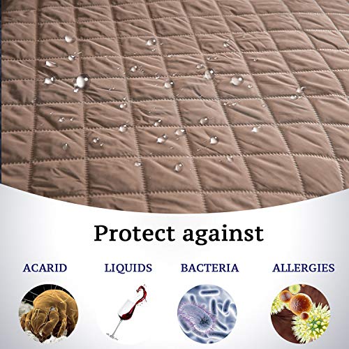 PETCUTE Sofa cover waterproof sofa slipcovers Anti Slip armchair covers Quilted Couch Slipcover Sofa Protector for dog pets Coffee 1 Seater