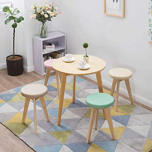 LUKEO Solid Wood Creative Shoes Changing Stool Tea Table Low Stool Sofa Stool Small Stool Shoes Wearing Stool Round (Color : 3-pack)