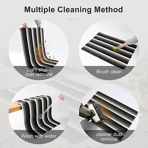 OOKSEN Outdoor Doormats, Waterproof Front Door Mat with Anti-Slip Backing for Entryway, Black Striped Welcome Door Mats Dirt Trapper for Outdoor