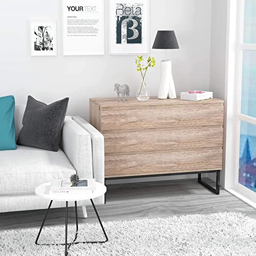 N/A Chest of Drawer Nightstand Sideboard 3 Drawers Bedside Table Storage Metal Metal Leg Industrial Drawer Dresser