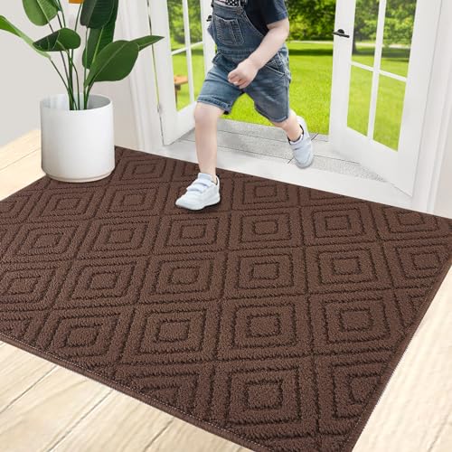 FONEYI Indoor Door Mat, Front Back Door Mats 32"x48" Rubber Backing Non Slip Rug, Absorbent Resist Dirt Entrance Doormat Inside Floor Mats for En