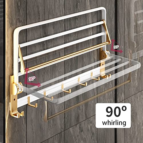 HIGOH Towel Racks, Bathroom Towel Rack Wall Mounted Towel Holder,Bathroom Towel Rack Holder,Shower Organizer Hanger,Wall Fold Hook Bath Aluminum