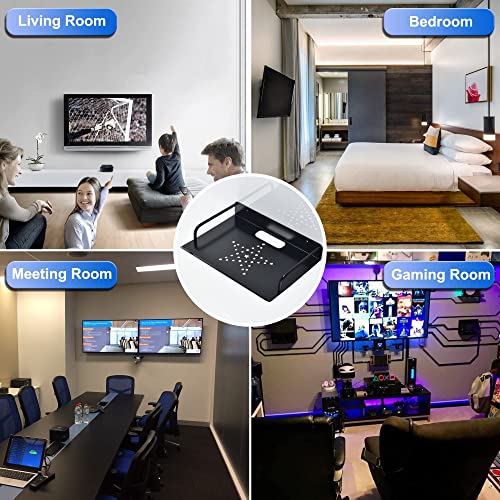 HNVNER Wall Mounted Router Shelf, Small Projector Wall Stand Metal TV Box Bracket Floating Shelf For Media Boxes/Blu-Ray Players/Satellite TV Box